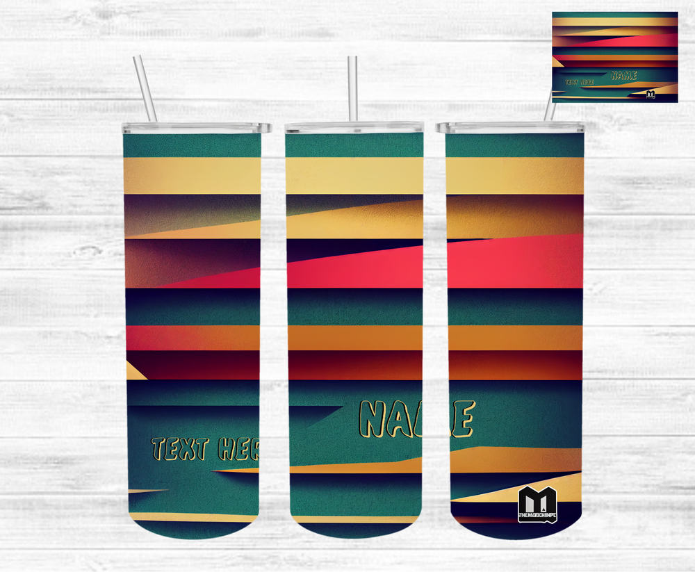 Custom Name Colorful Textures 20oz Skinny Tumbler with Straw Sublimation