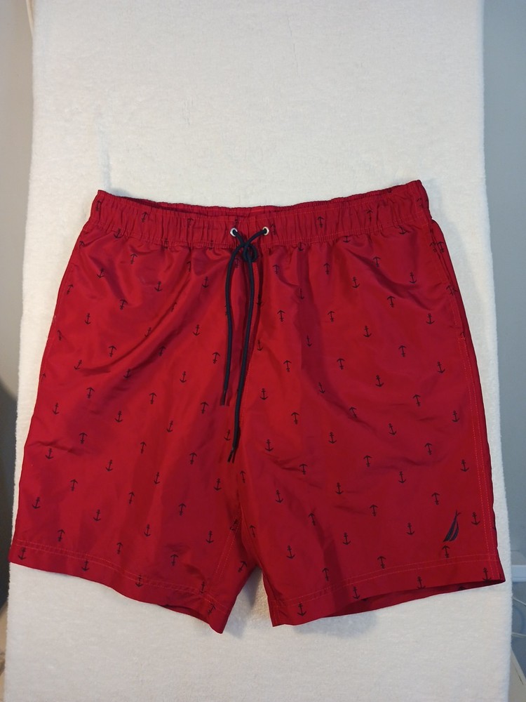 Nautica Man's Shorts Red Polyester Sweem Beach Summer  Actiwear Size XL
