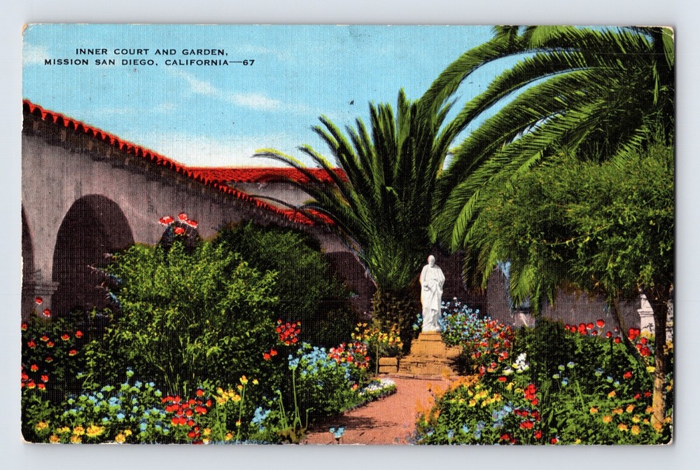 Postcard California San Diego CA Mission De Acala Garden 1940s Unposted