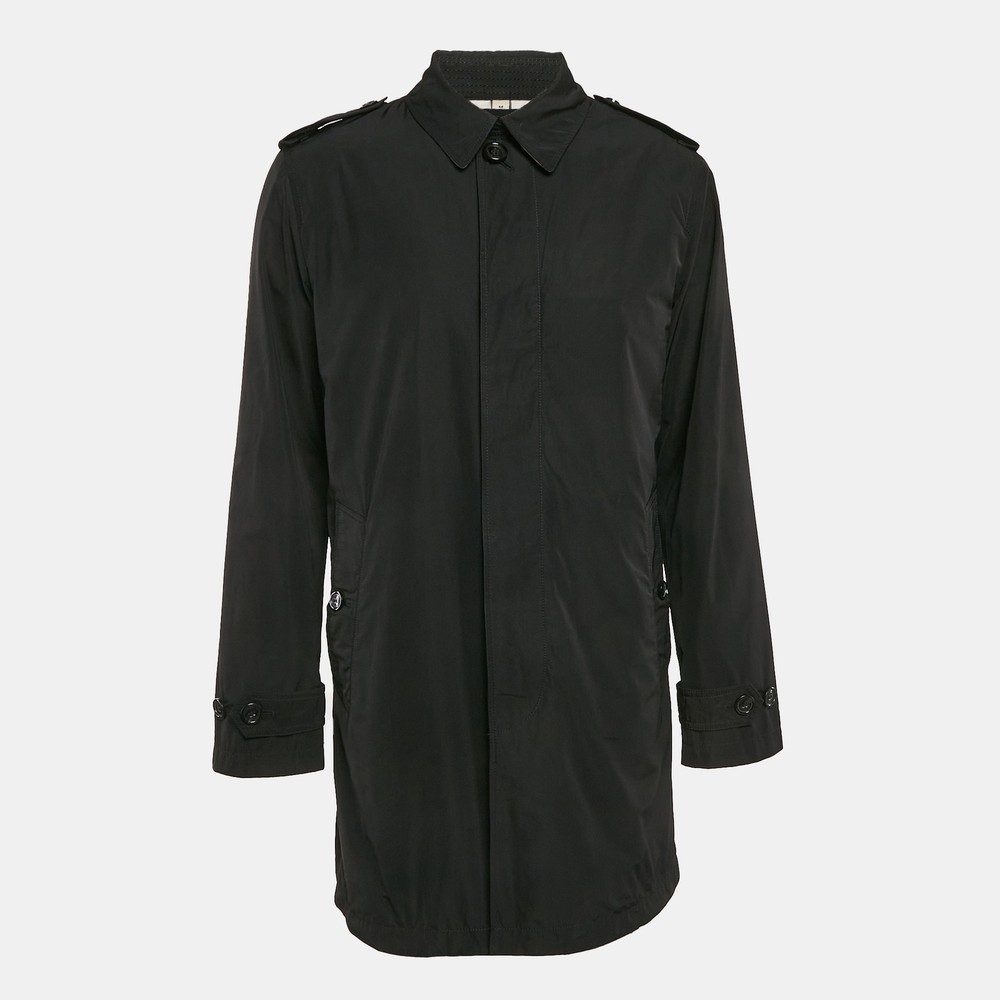 Burberry London Black Button Front Mid-Length Coat M