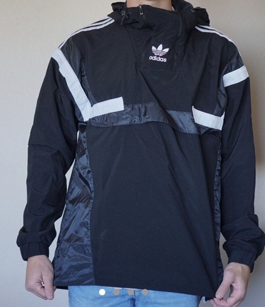 Vintage Adidas Originals Black White Shell Anorak Jacket XL Rare
