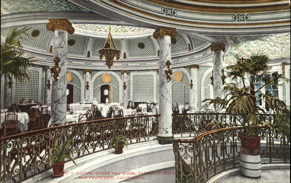 San Francisco California Fairmont Hotel Laurel Court Tea Room vintage postcard