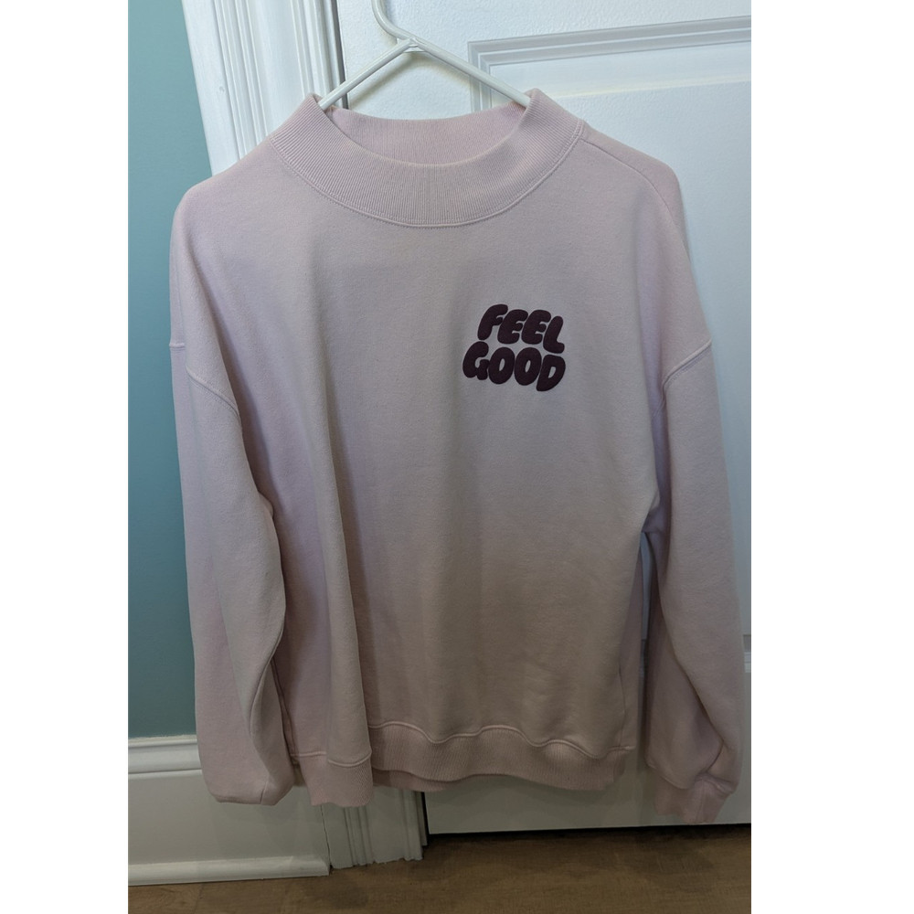 Hollister Feel Good Pullover Sweatshirt Light Pink Logo Women's Size S