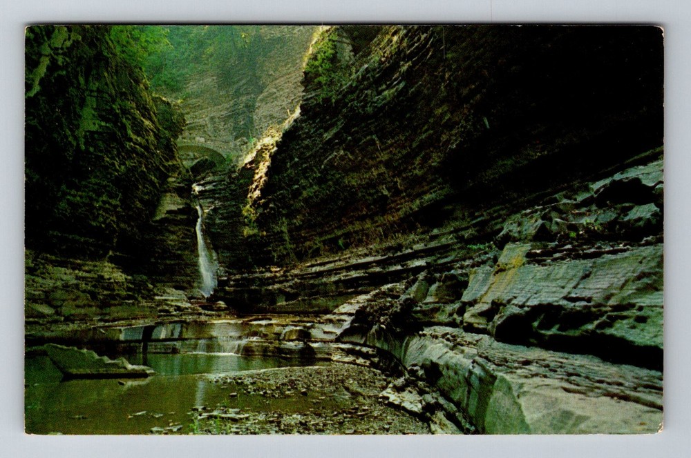 Watkins Glen, NY-New York, Central Cascade Gorge Waterfall Park Vintage Postcard
