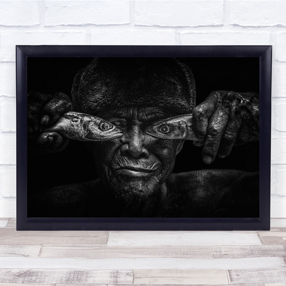 Mysterious Fish Eyes Old Man Wall Art Print