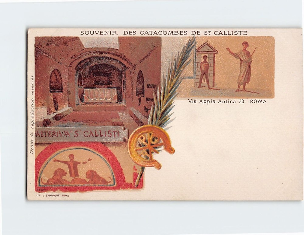 Postcard Souvenir Des Catacombes De St. Calliste, Rome, Italy