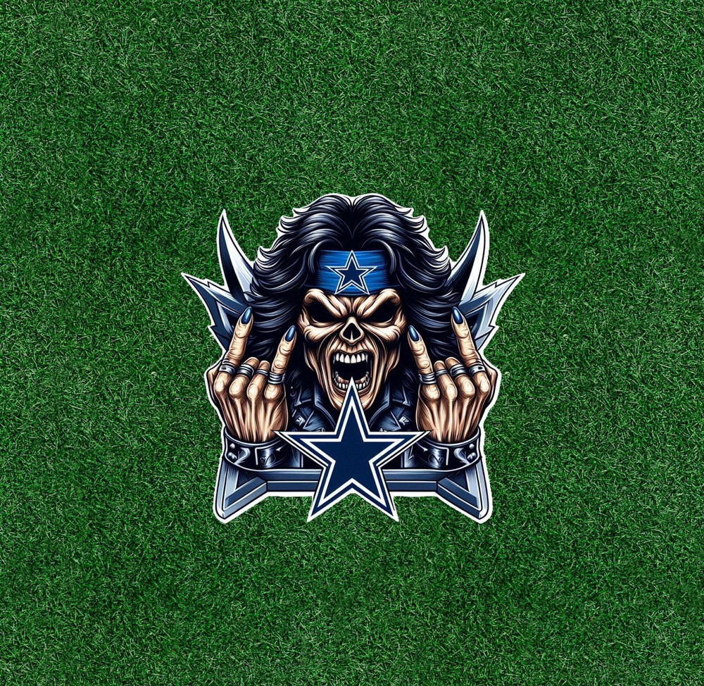 Iron Maiden's Eddie is a Cowboys fan waterproof vinyl sticker - several sizes