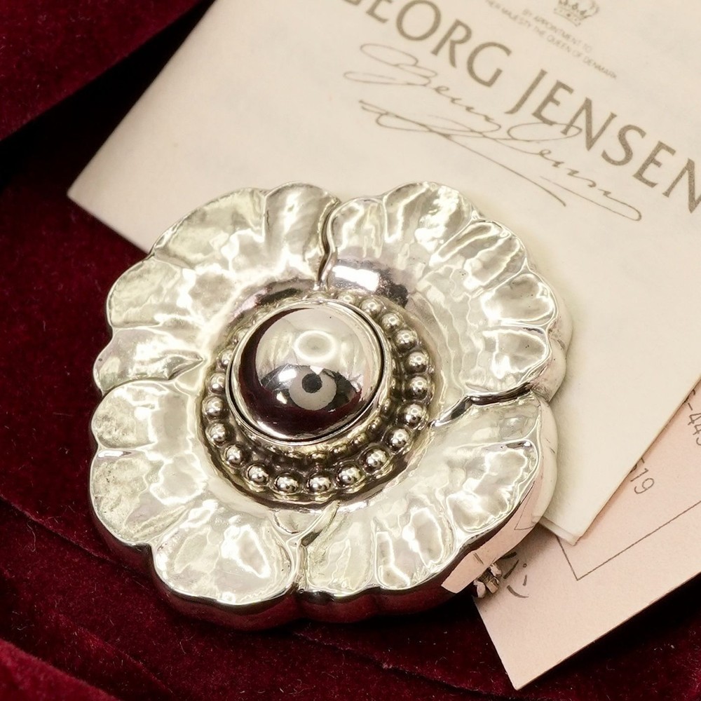 Georg Jensen No. 189 Flower Brooch Sterling Silver 925 Denmark Vintage