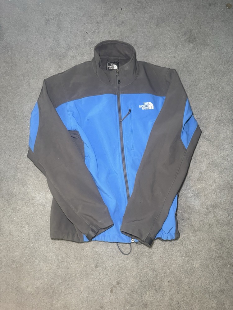 The North Face Softshell Jacket Mens Medium Blue Gray Full Zip Outdoor Coat