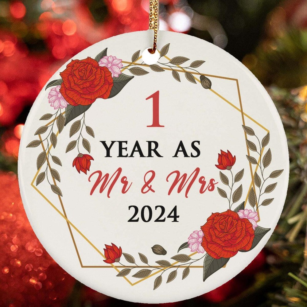 1 Years As Mr And Mrs Ornament 1st Weeding Anniversary Keepsake Christmas Gift