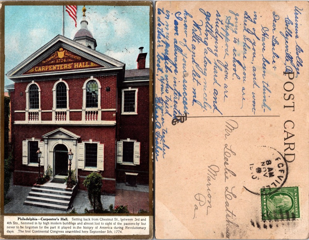 Carpenters Hall Philadelphia PA Postcard