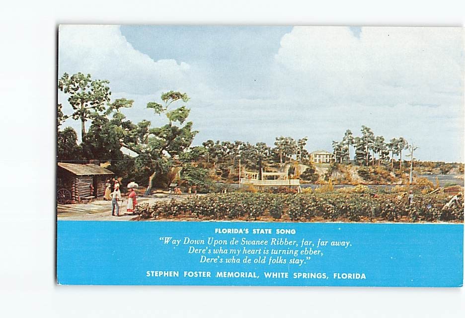 Postcard Stephen Foster Memorial White Springs Florida Song Suwannee Diorama