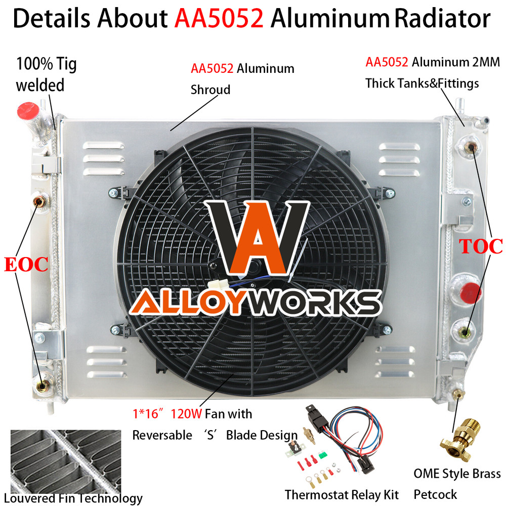4 Row Radiator Shroud&Fan For 2005-2013 Chevrolet Corvette C6 6.0L 6.2L 7.0L V8