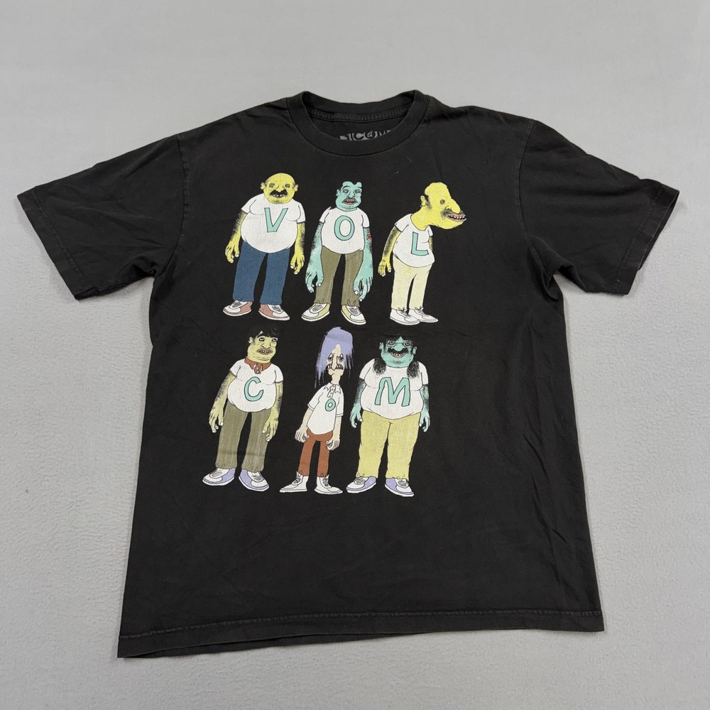 Vintage Volcom Shirt Mens Large Black Monster Characters Cartoon Graphic T-Shirt