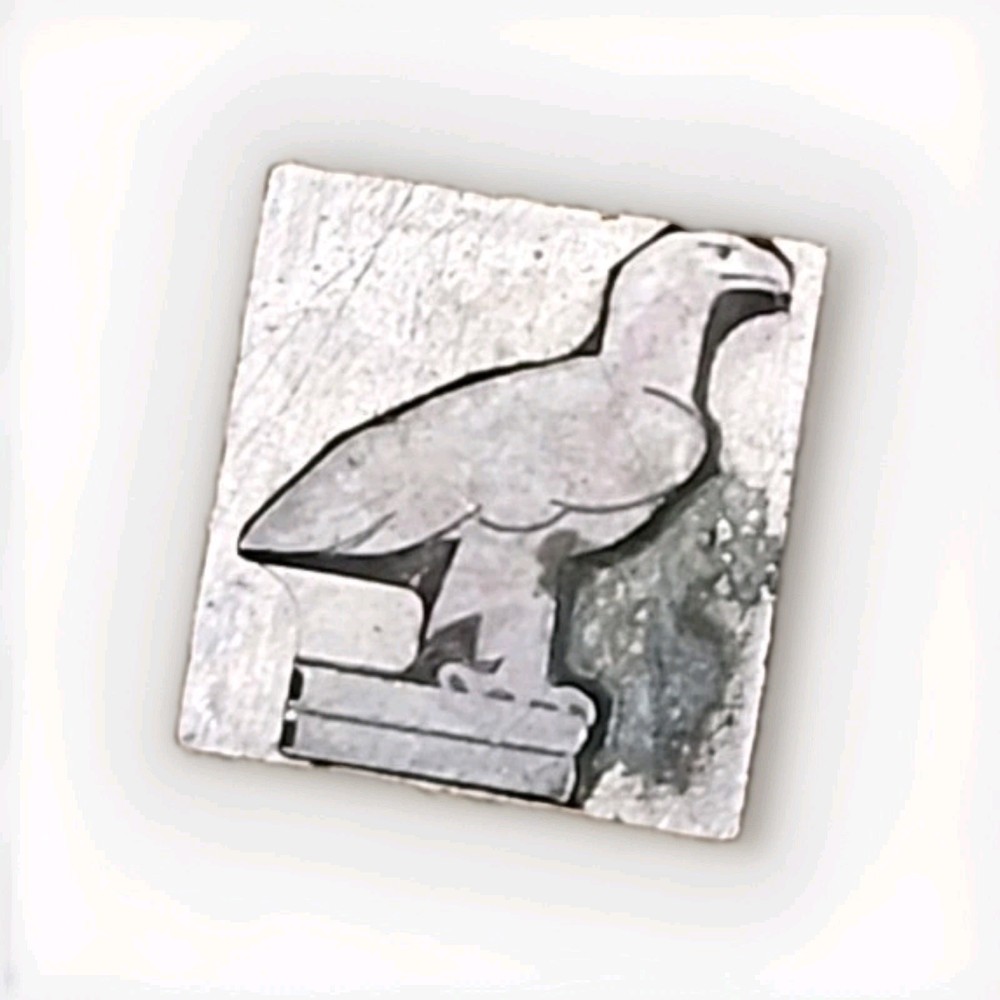 VTG Metal Bald Eagle Letterpress Printing Block Stamp Antique