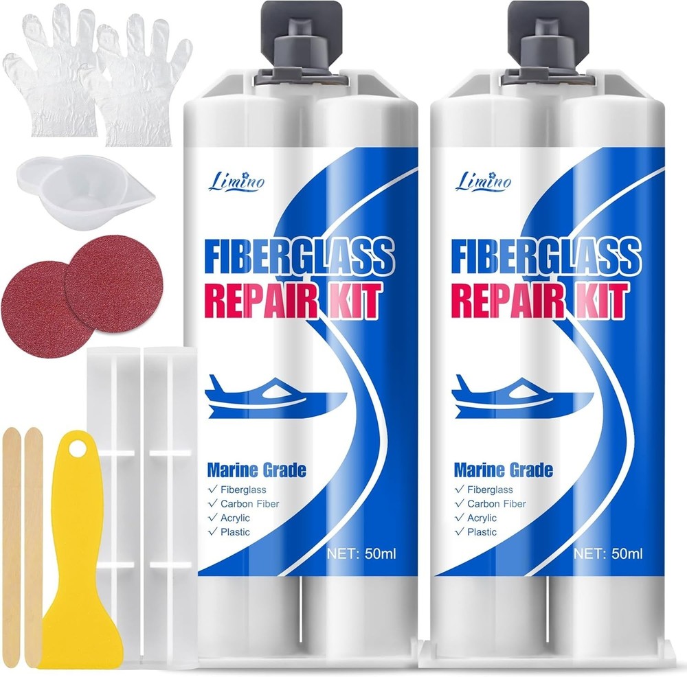Limino Marine Fiberglass Repair Kit with 100ml Resin Filler for Boat Car RV Fixes