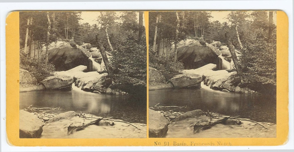 G1939~ NEW HAMPSHIRE – c.1860s Franconia Notch Basin Stereoview - Kilburn