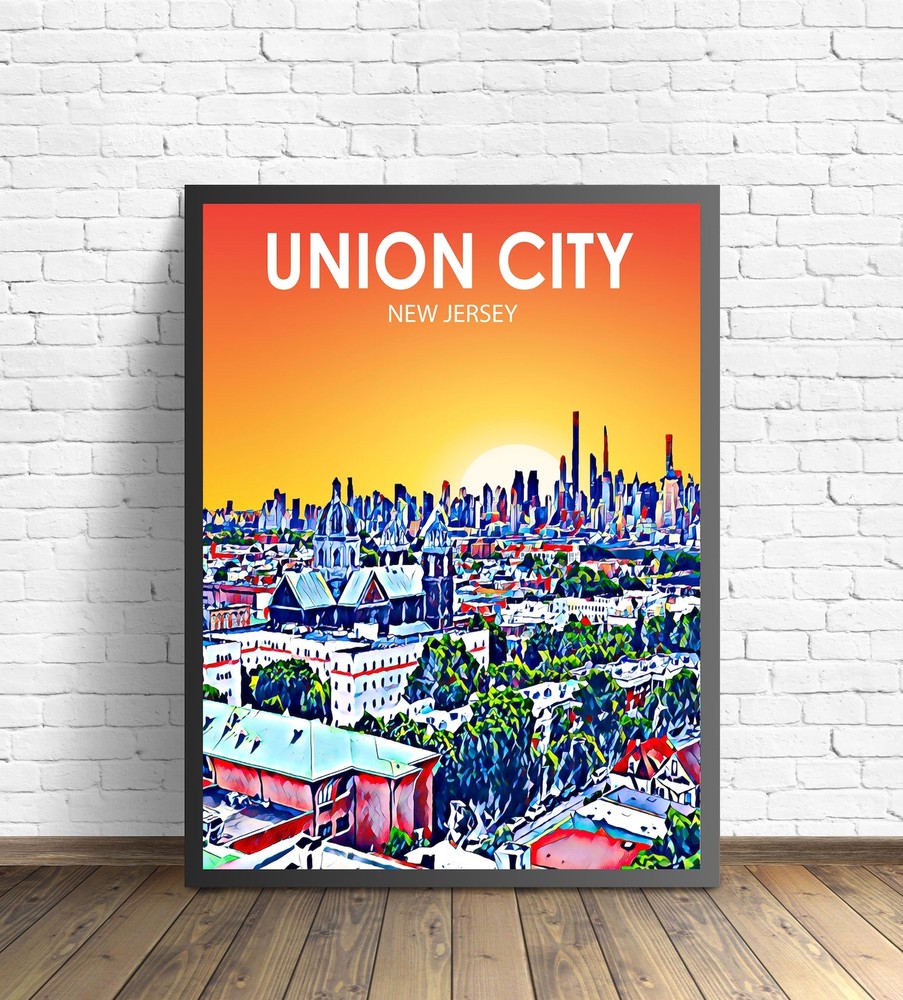 Union City New Jersey Sunset Landscape Poster Print Union City City Framed Wall
