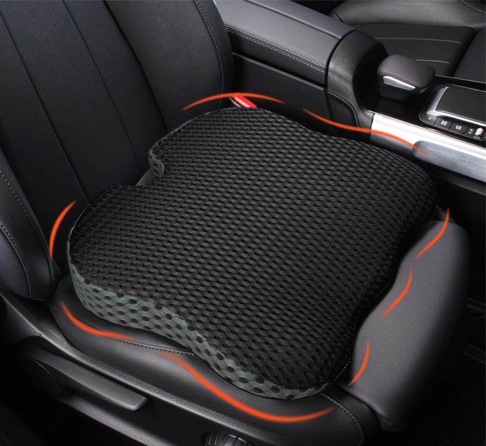 Car Seat Cushion, Comfort Memory Foam Car Cushions for Driving (Gray)