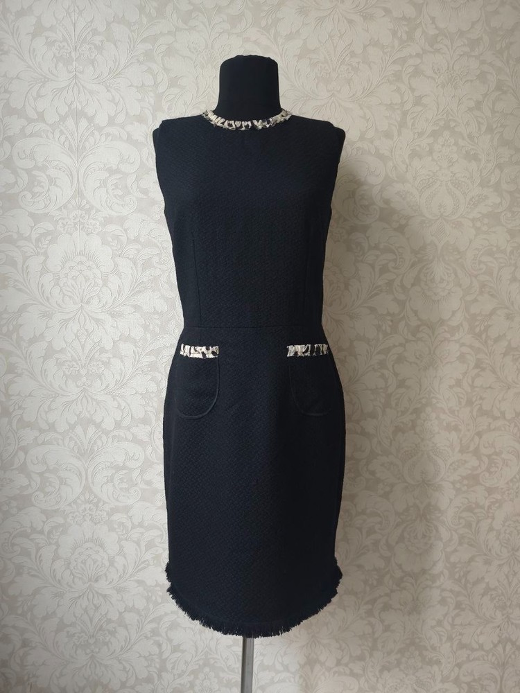 Dolce & Gabbana Vintage Wool Silk Dress Leopard Trim Y2K Rare Size 44 Archive