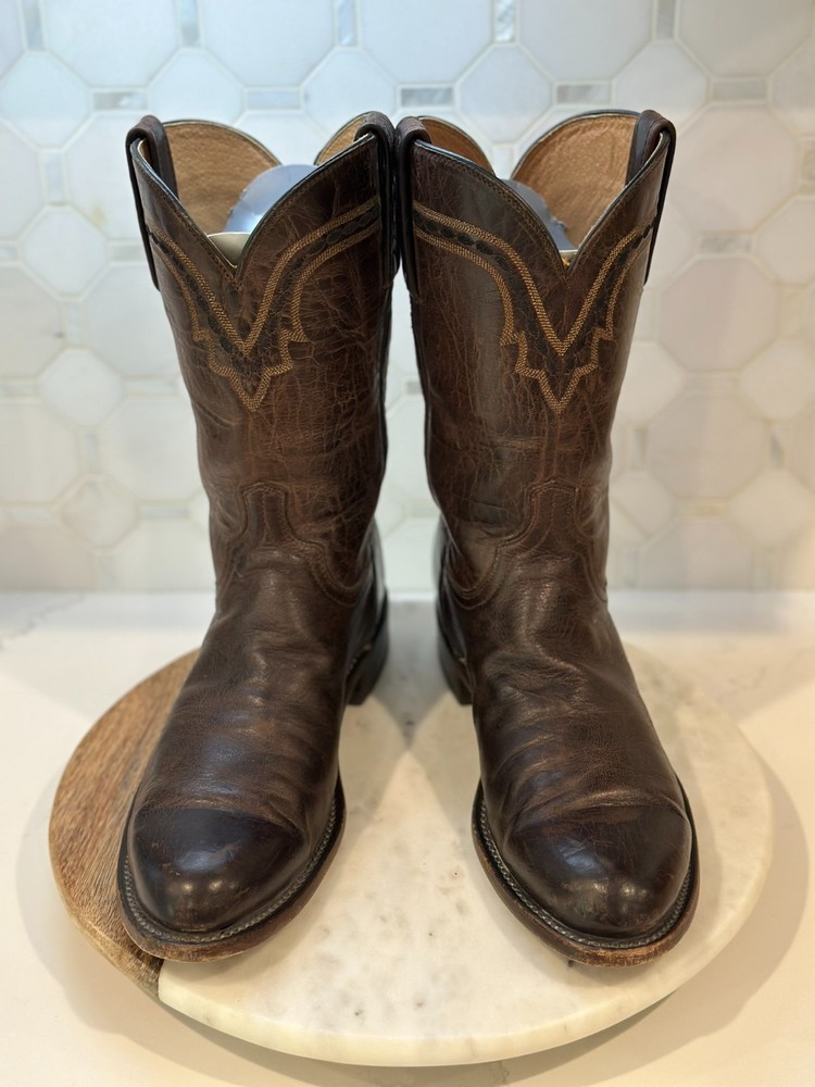 Lucchese Mad Dog Goat Roper Boots Men's US 11.5 B Chocolate
