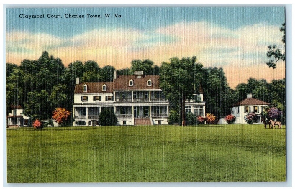 c1940 Claymont Court Exterior House Charles Town West Virginia Vintage Postcard