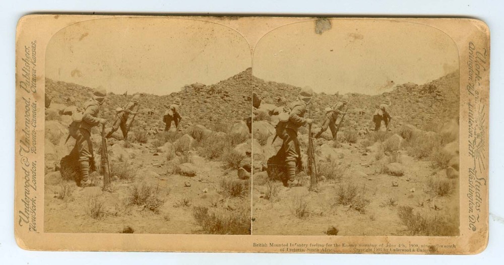 B1309~ SOUTH AFRICA Boer War Stereoview British Mounted Infantry South Preoria