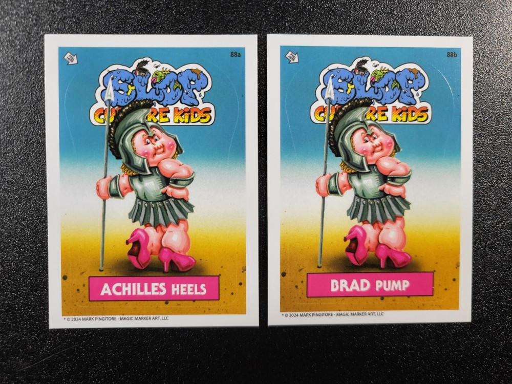Troy Brad Pitt Achilles Slop Culture Kids 2-Card Garbage Pail Kids Parody Set-image