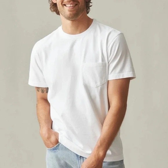 American Giant Mens Cotton Crew Neck T Shirt Size L White Made in USA Basic Tee