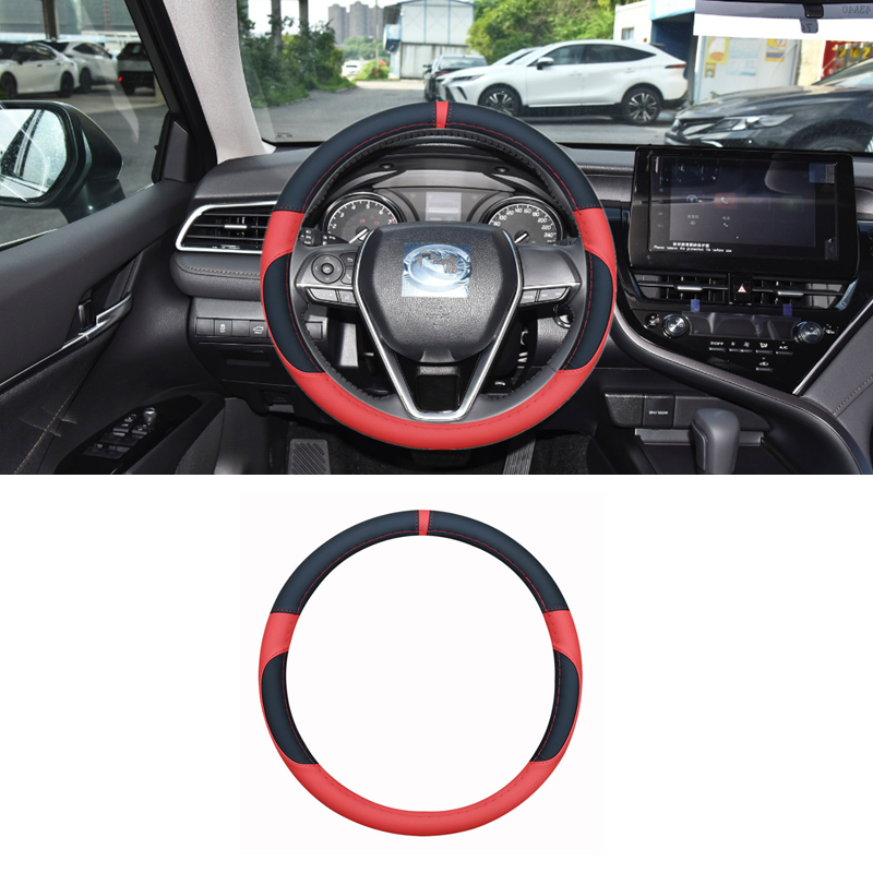 Black+red Inner Steering Wheel Cover Cap For Toyota Camry 2018-2024 Accessories