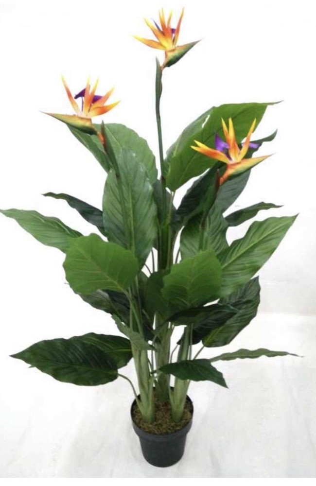 4.5 Feet Tropical Paradise Bird Artificial Tree with 33 Leaves and 3 Flower S...