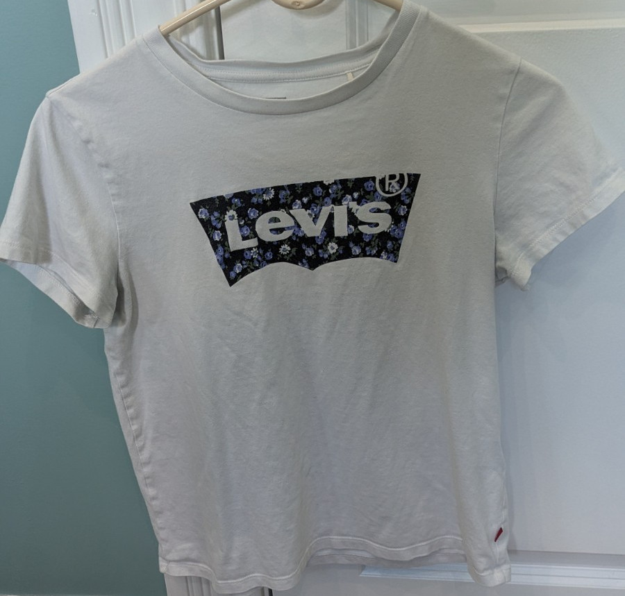 Levi's Women's White Cotton Logo Short Sleeve Jersey T-Shirt Size S