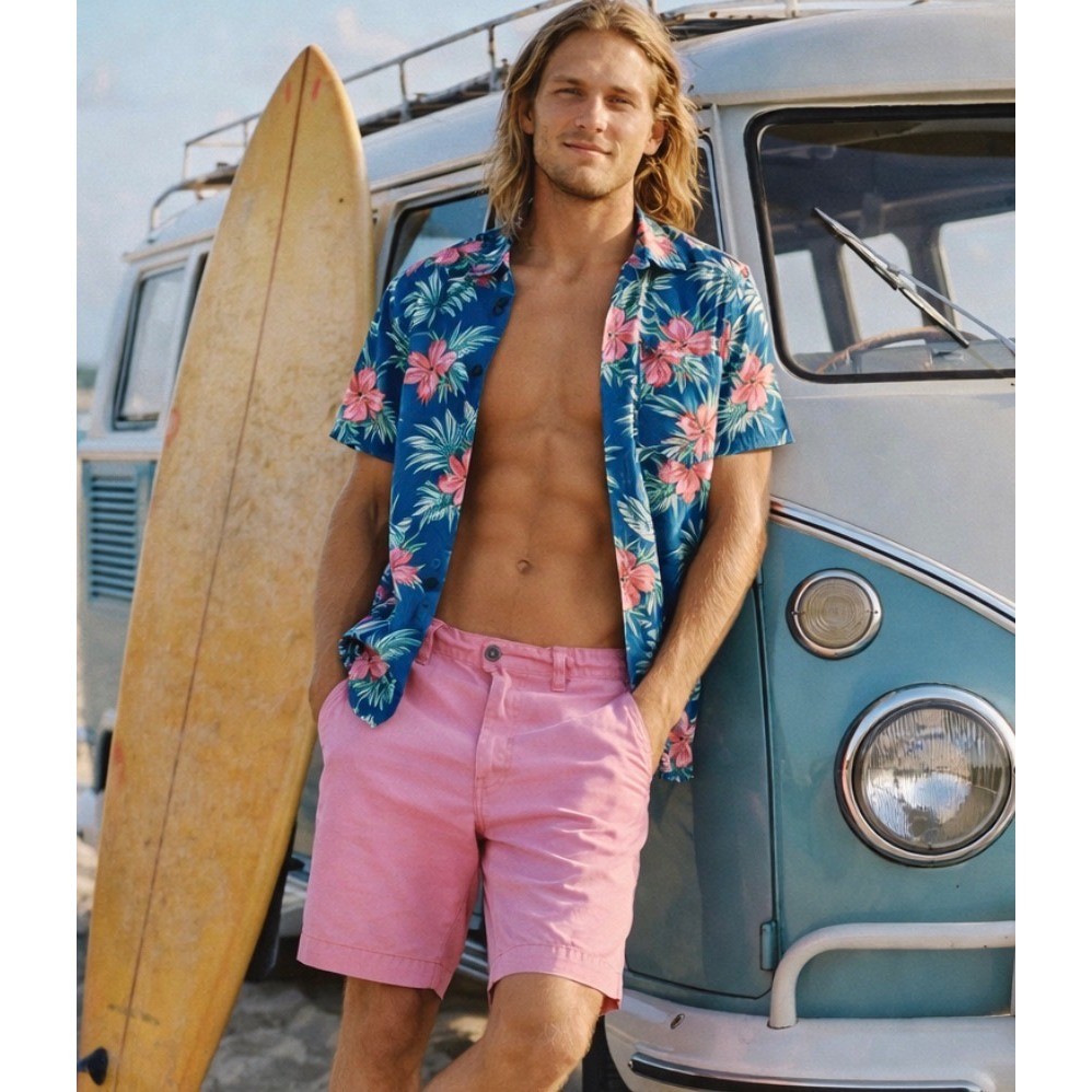 Brooks Brothers Men's 34 Watermelon Pink Cotton Preppy Classic Chino Shorts