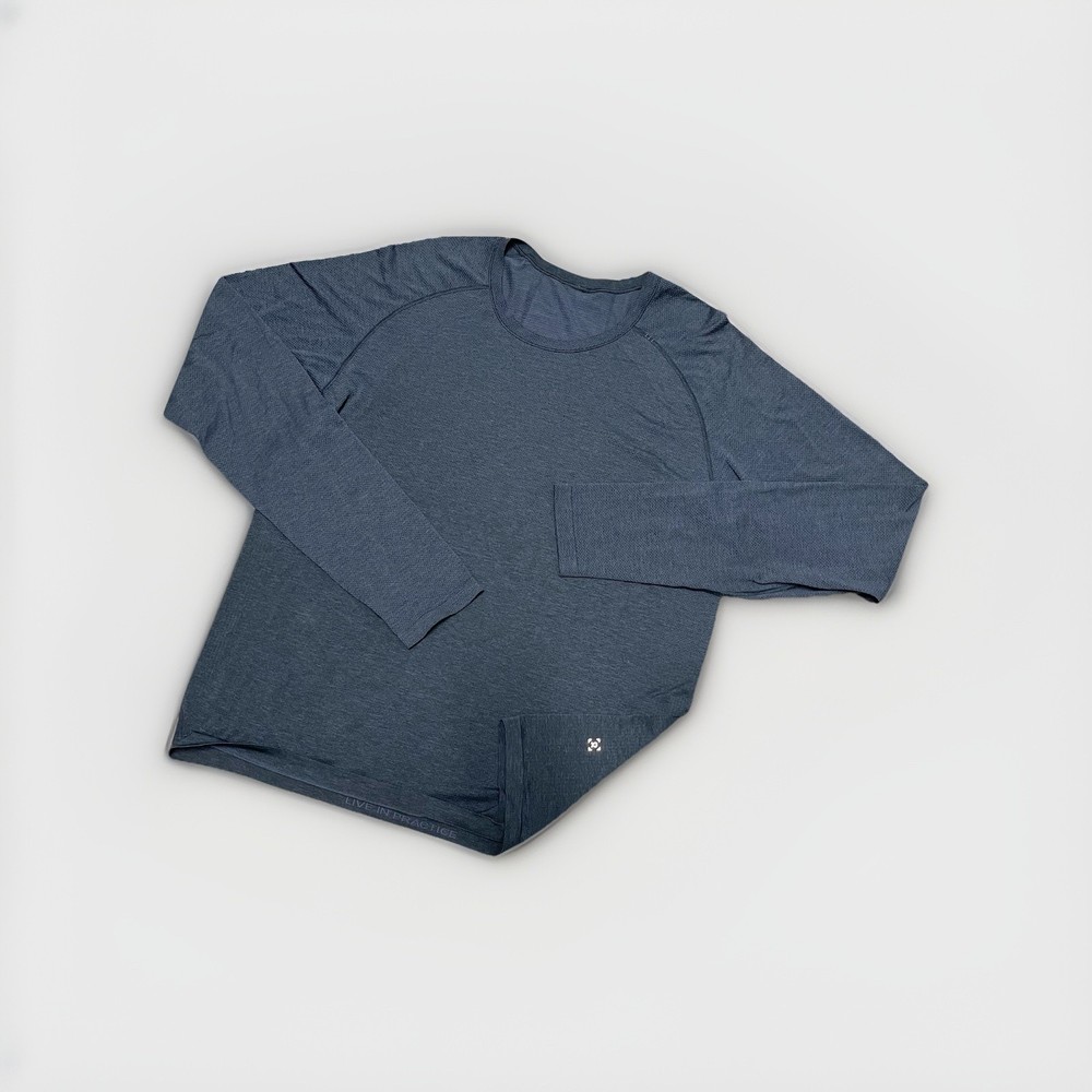 Lululemon Mens 2XL Metal Vent Tech Shirt Long Sleeve Live In Practice Blue