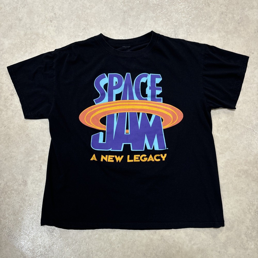 Space Jam Graphic T-Shirt Black Tune Squad New Legacy Cotton Short Sleeve Large