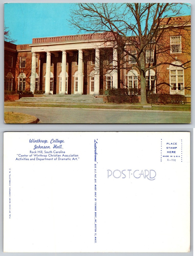 Winthrop College Johnson Hall Rock Hill South Carolina Postcard