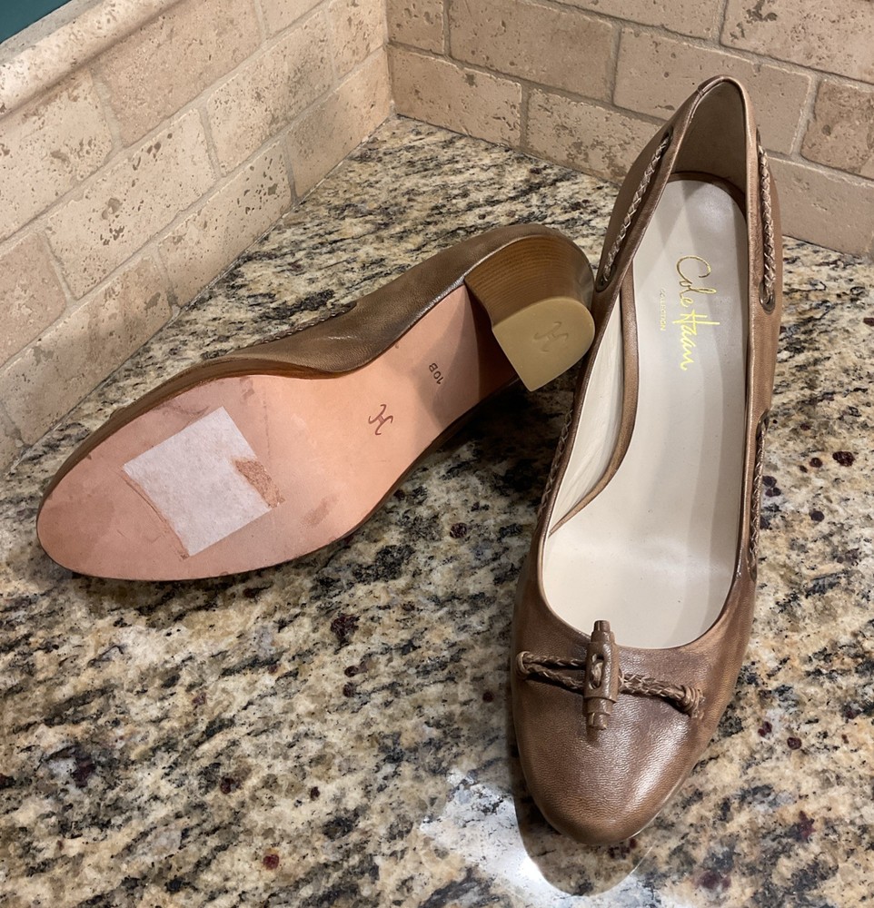 Cole Haan Mocha Platform Womens Size 10 Leather Braid Toggle Tassel Heels Shoes