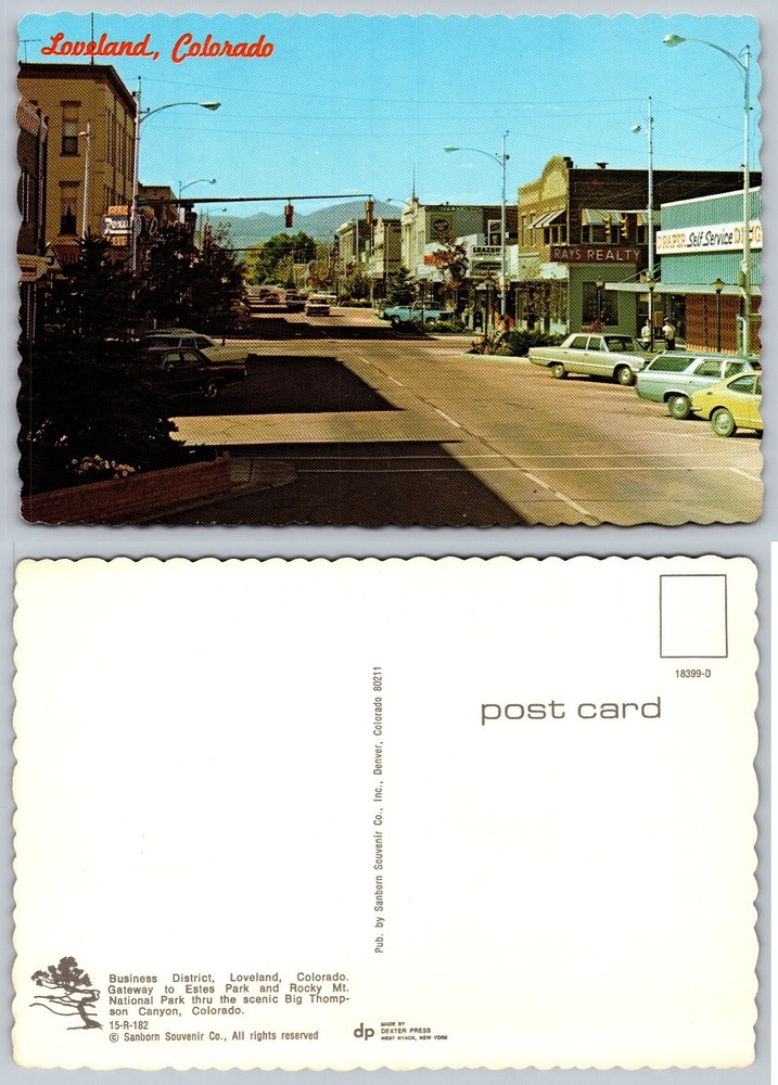 Loveland Colorado Business District Street View Vintage Cars Postcard