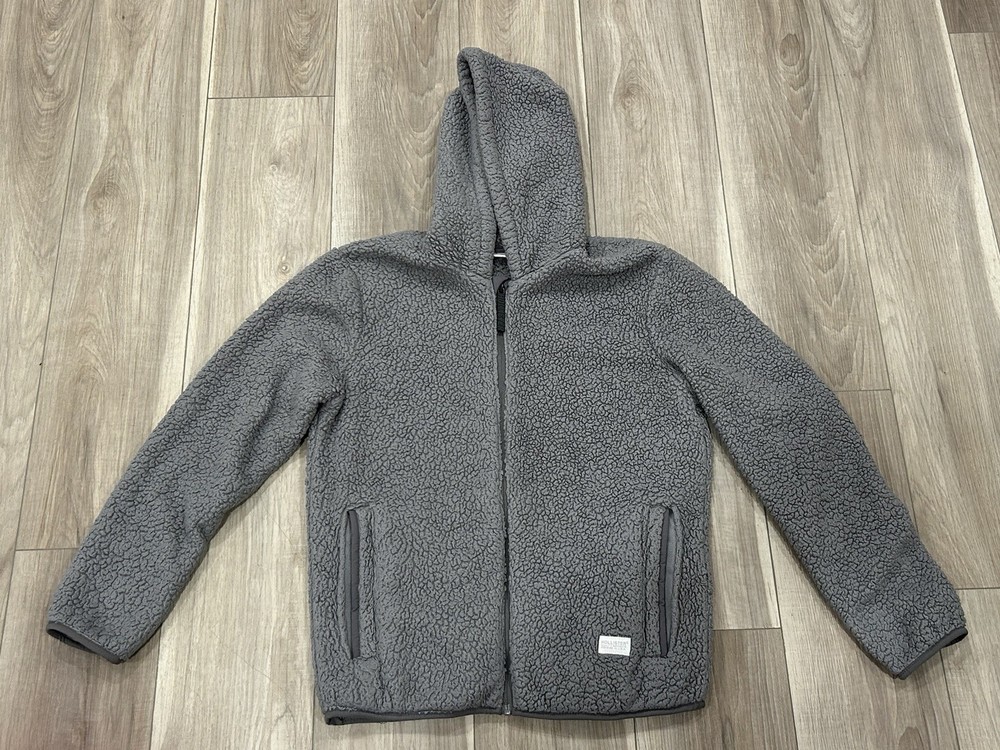 Hollister Men’s Hooded Full Zip Gray Mid-Length Basic Jacket XS