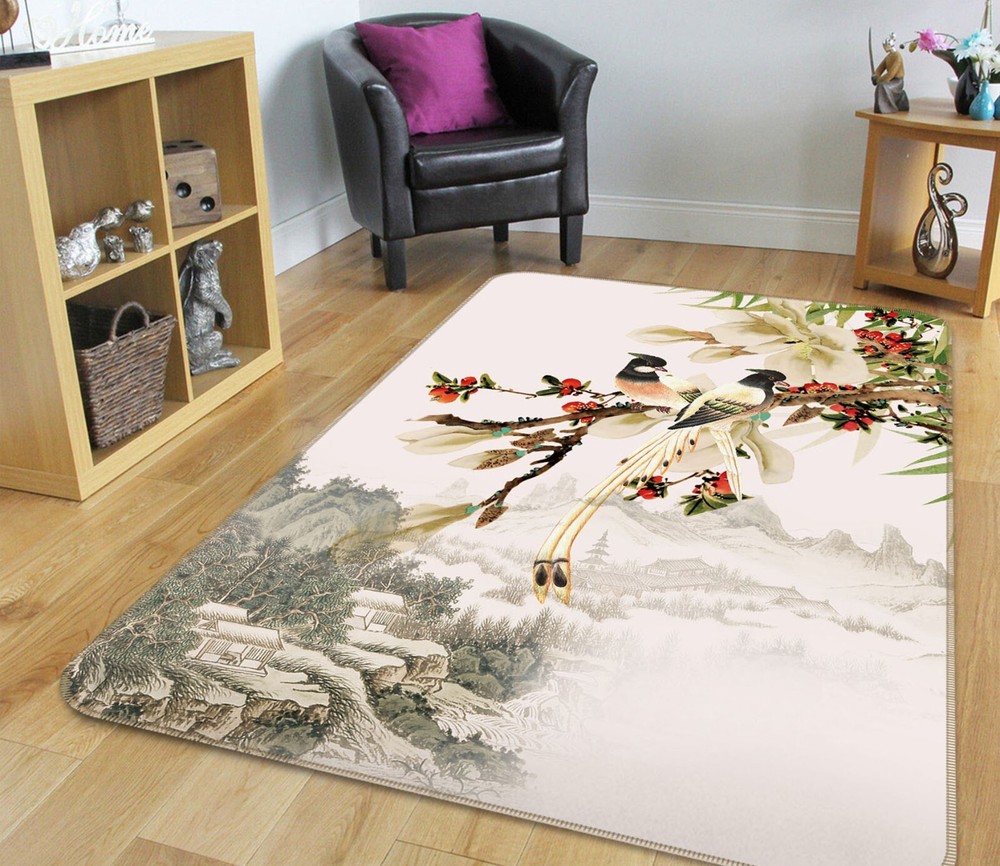 3D Flower Branch Bird ZHUC2318 Game Non Slip Carpet Mat Photo Carpet Amy