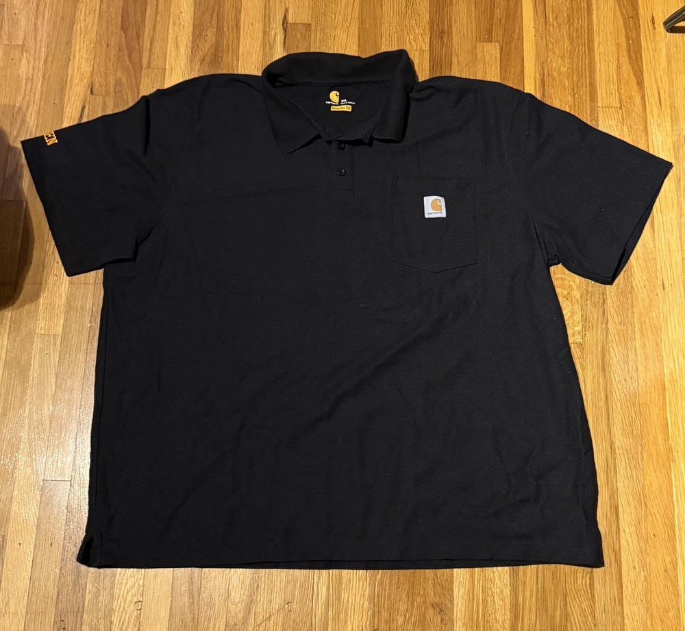 Mens Carhartt Original Fit Short Sleeve Black Polo Tee Shirt XXL, 2XL