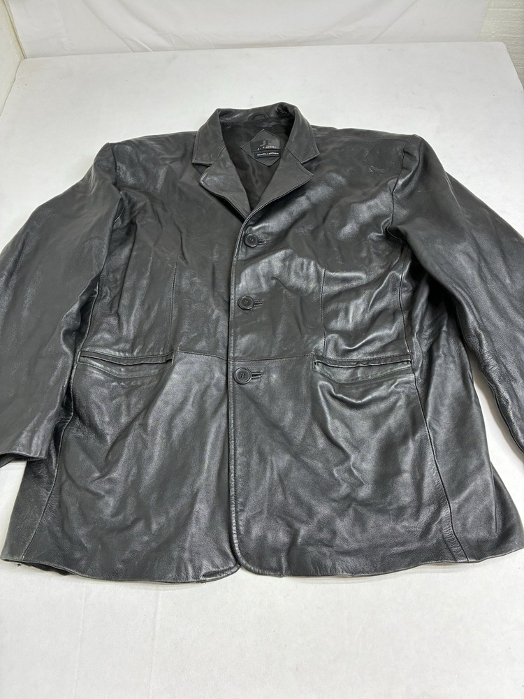 J Ferrar XL Leather Jacket Genuine Lambskin 3 Button Black Leather Coat