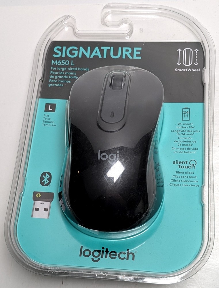 Logitech SIgnature M650 L Wireless Mouse - Graphite - 910-006231