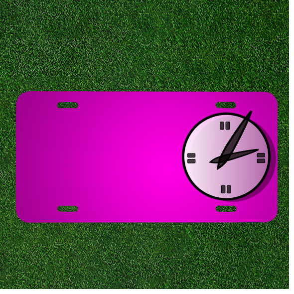 Create a unique custom car license plate with personalized analog clock hands featuring your name for an eye-catching and memorable design