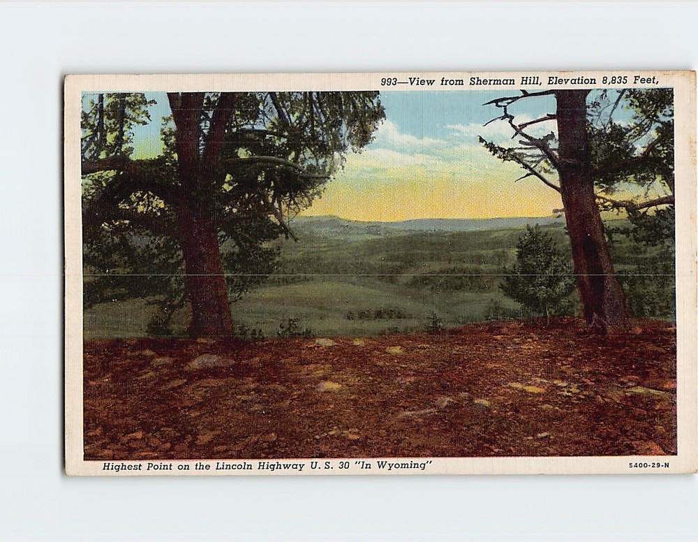 Postcard View from Sherman Hill Lincoln Highway US 30 