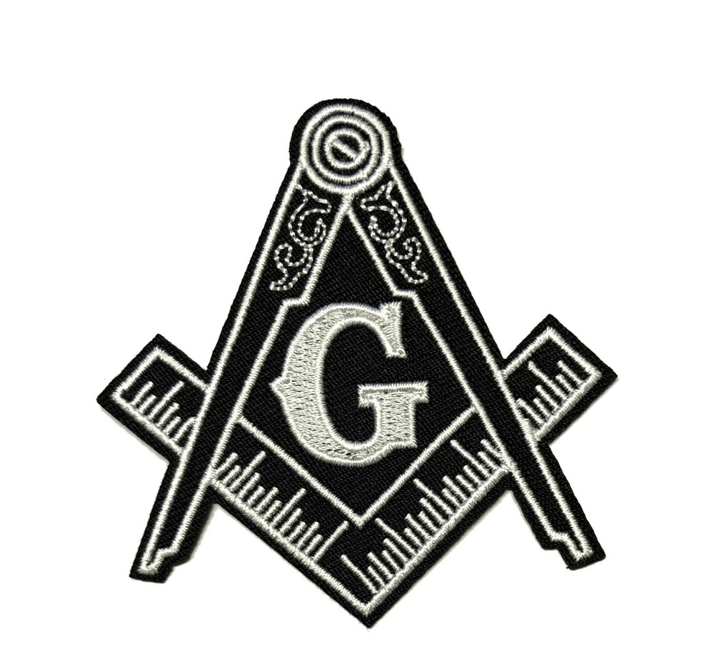 Mason Compass Logo Embroidered Patch Iron-on Applique Freemasonry Lodge