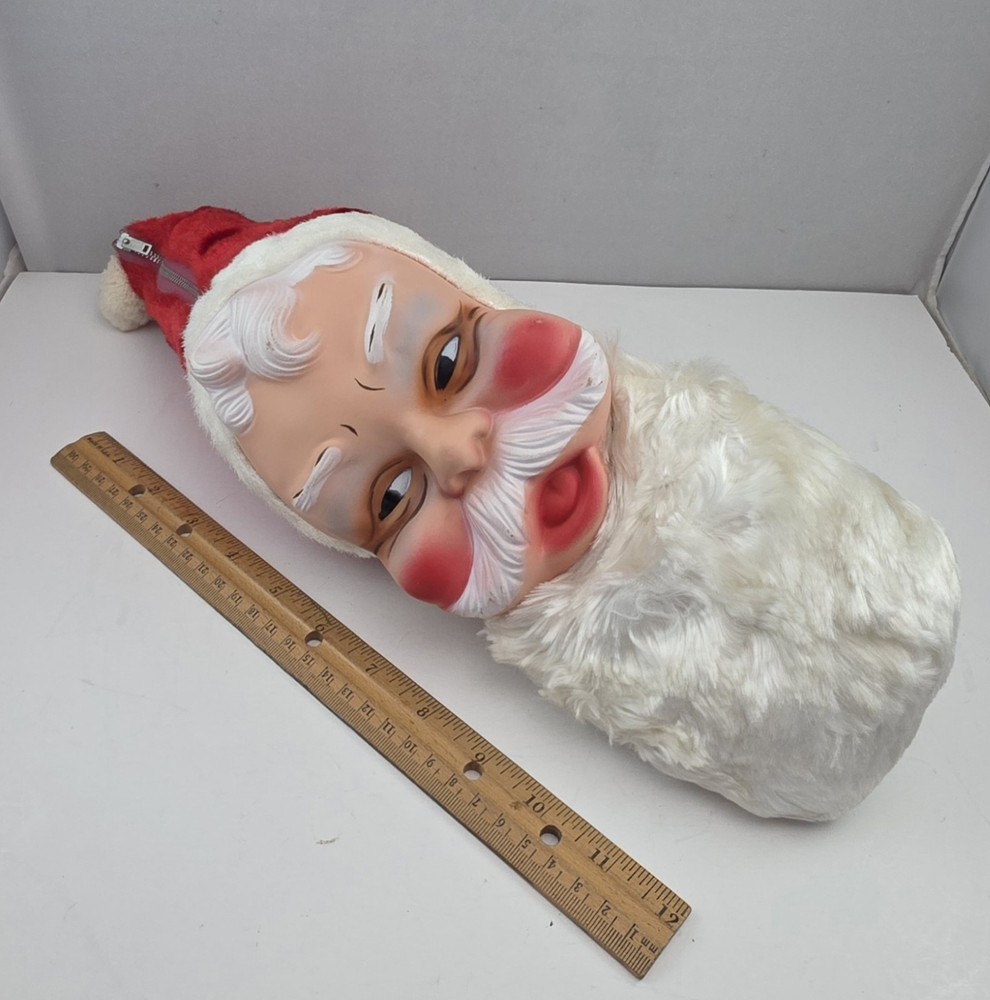 Vintage Christmas Rubber Face Santa Claus Zip Up Bag Bijou Toys