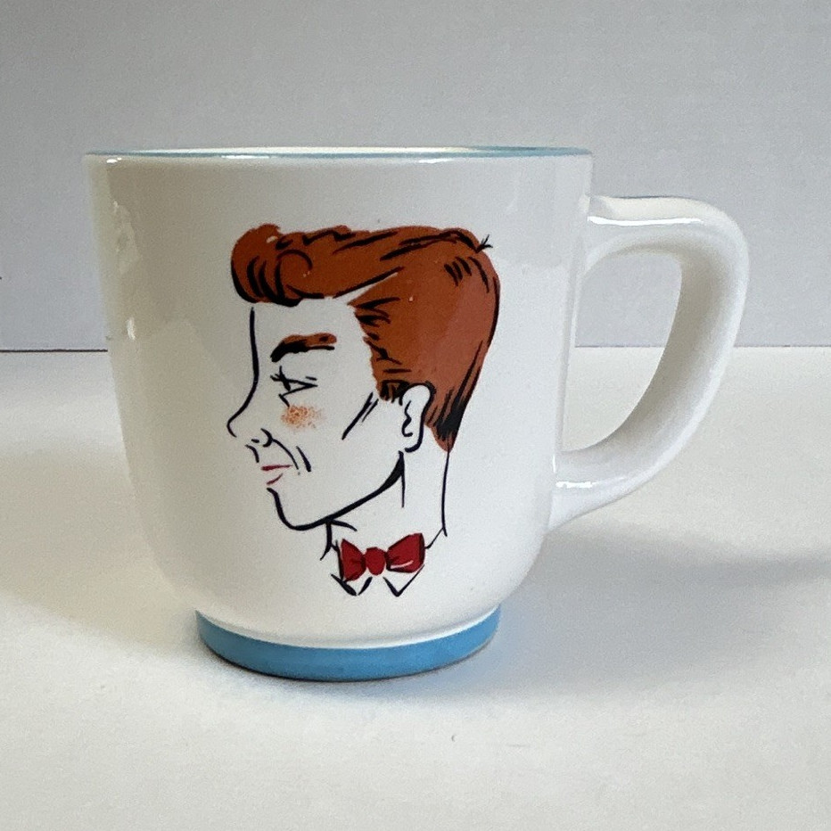 Vintage POP Dad Ceramic Coffee Mug 10 fl oz White Red Blue Decorated