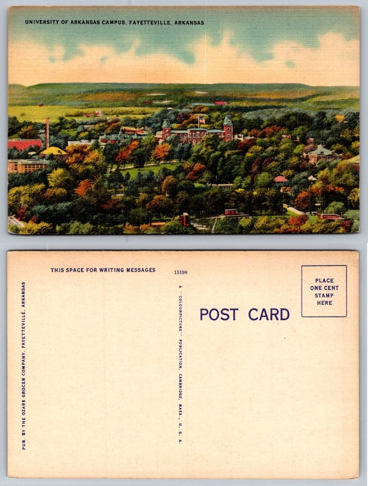 University of Arkansas Campus Fayetteville AR Linen Postcard Vintage