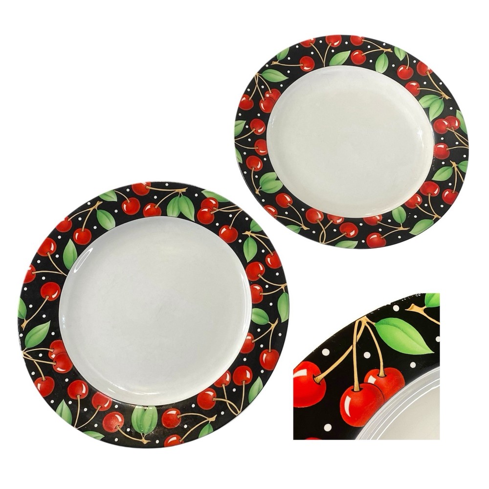 Cherry Dinner Plate VTG 1994 Sakura Mary Engelbreit Large 10.75” X2 Cherries